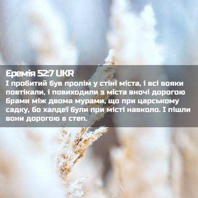 Picture 02 - Єремія 52:7 UKR - І пробитий був пролім у - Bible Verse Picture