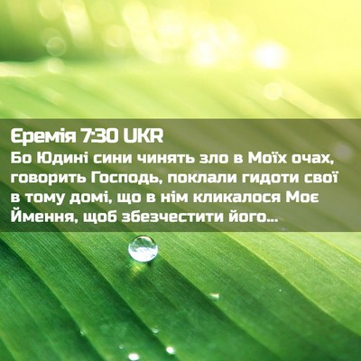 Picture 02 - Єремія 7:30 UKR - Бо Юдині сини чинять зло в - Bible Verse Picture