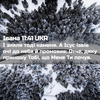 Picture 02 - Івана 11:41 UKR - І зняли тоді каменя. А Ісус - Bible Verse Picture