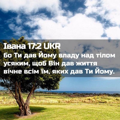 Picture 02 - Івана 17:2 UKR - бо Ти дав Йому владу над - Bible Verse Picture