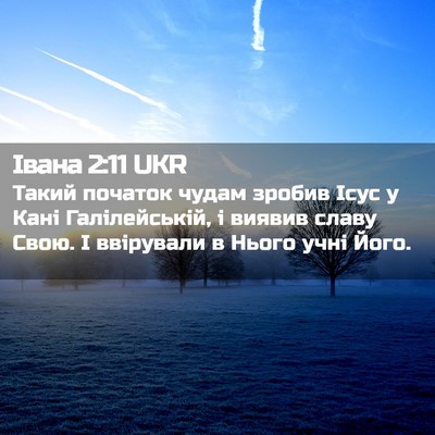 Picture 02 - Івана 2:11 UKR - Такий початок чудам зробив - Bible Verse Picture