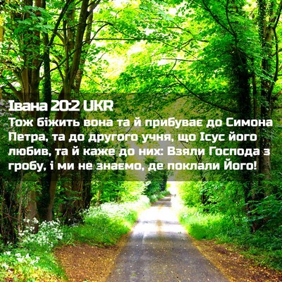 Picture 02 - Івана 20:2 UKR - Тож біжить вона та й - Bible Verse Picture