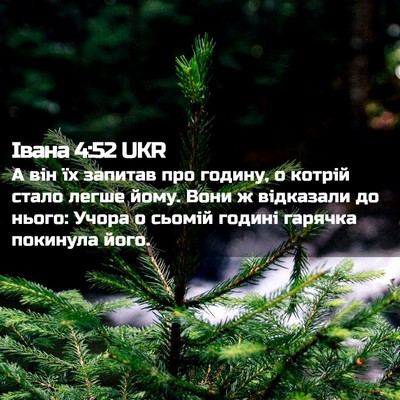 Picture 02 - Івана 4:52 UKR - А він їх запитав про - Bible Verse Picture