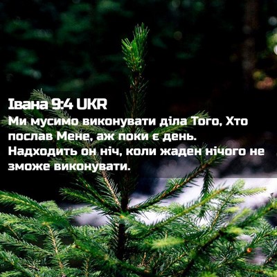Picture 02 - Івана 9:4 UKR - Ми мусимо виконувати діла - Bible Verse Picture