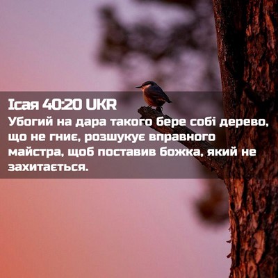 Picture 02 - Ісая 40:20 UKR - Убогий на дара такого бере - Bible Verse Picture