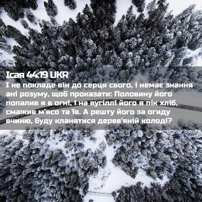 Picture 02 - Ісая 44:19 UKR - І не покладе він до серця - Bible Verse Picture