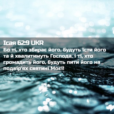 Picture 02 - Ісая 62:9 UKR - Бо ті, хто збирає його, - Bible Verse Picture