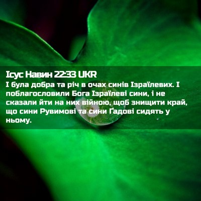 Picture 02 - Ісус Навин 22:33 UKR - І була добра та річ в очах - Bible Verse Picture