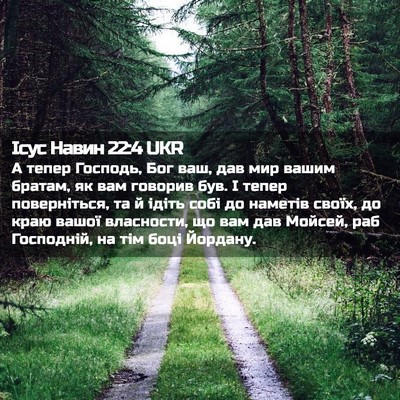 Picture 02 - Ісус Навин 22:4 UKR - А тепер Господь, Бог ваш, - Bible Verse Picture