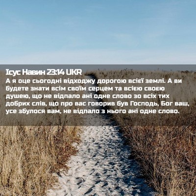 Picture 02 - Ісус Навин 23:14 UKR - А я оце сьогодні відходжу - Bible Verse Picture