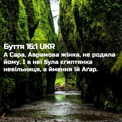 Picture 02 - Буття 16:1 UKR - А Сара, Аврамова жінка, не - Bible Verse Picture