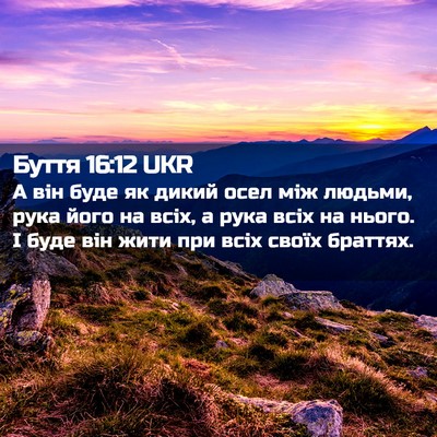 Picture 02 - Буття 16:12 UKR - А він буде як дикий осел - Bible Verse Picture