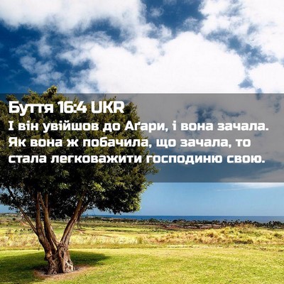 Picture 02 - Буття 16:4 UKR - І він увійшов до Аґари, і - Bible Verse Picture