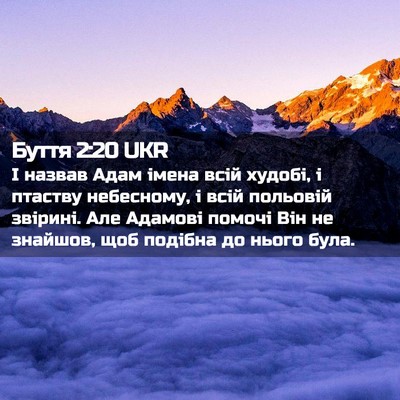 Picture 02 - Буття 2:20 UKR - І назвав Адам імена всій - Bible Verse Picture