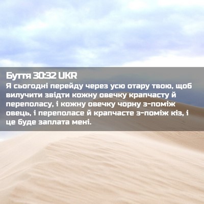 Picture 02 - Буття 30:32 UKR - Я сьогодні перейду через - Bible Verse Picture