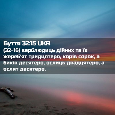 Picture 02 - Буття 32:15 UKR - (32-16) верблюдиць дійних та - Bible Verse Picture