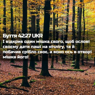 Picture 02 - Буття 42:27 UKR - І відкрив один мішка свого, - Bible Verse Picture