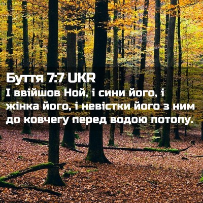 Picture 02 - Буття 7:7 UKR - І ввійшов Ной, і сини його, - Bible Verse Picture