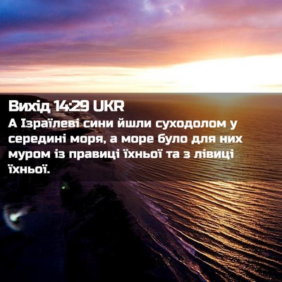 Picture 02 - Вихід 14:29 UKR - А Ізраїлеві сини йшли - Bible Verse Picture