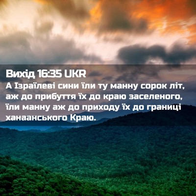 Picture 02 - Вихід 16:35 UKR - А Ізраїлеві сини їли ту - Bible Verse Picture