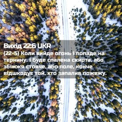 Picture 02 - Вихід 22:6 UKR - (22-5) Коли вийде огонь і - Bible Verse Picture