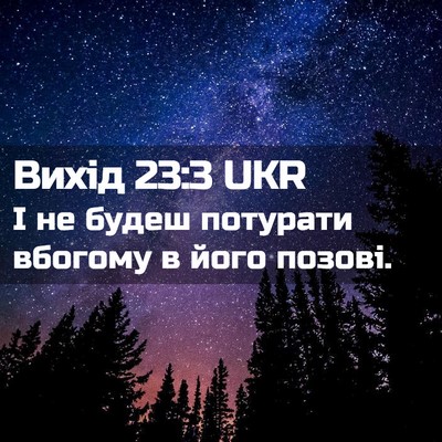 Picture 02 - Вихід 23:3 UKR - І не будеш потурати - Bible Verse Picture