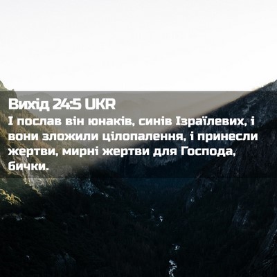 Picture 02 - Вихід 24:5 UKR - І послав він юнаків, синів - Bible Verse Picture