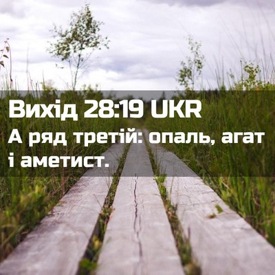 Picture 02 - Вихід 28:19 UKR - А ряд третій: опаль, агат і - Bible Verse Picture
