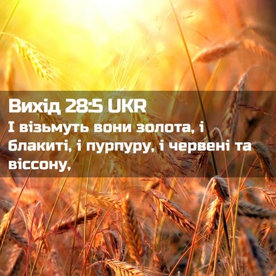 Picture 02 - Вихід 28:5 UKR - І візьмуть вони золота, і - Bible Verse Picture