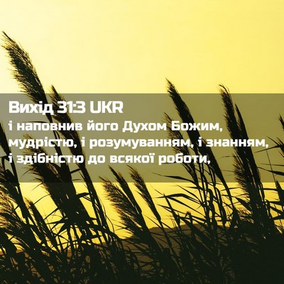 Picture 02 - Вихід 31:3 UKR - і наповнив його Духом - Bible Verse Picture