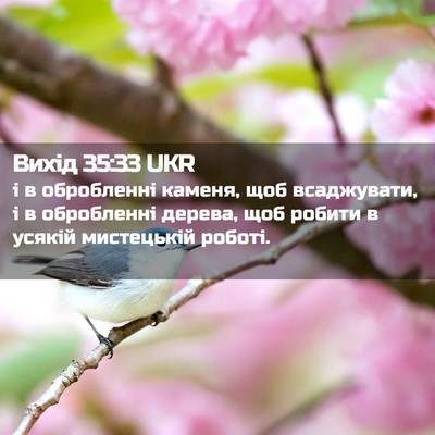Picture 02 - Вихід 35:33 UKR - і в обробленні каменя, щоб - Bible Verse Picture