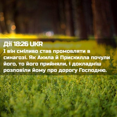 Picture 02 - Дії 18:26 UKR - І він сміливо став - Bible Verse Picture