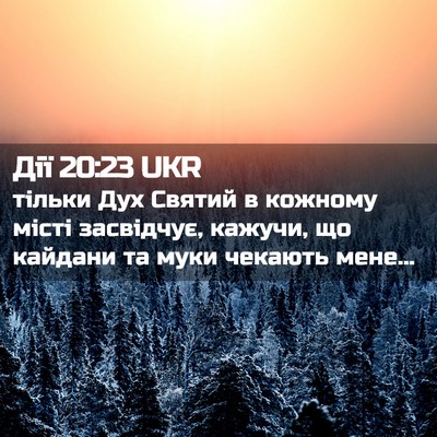 Picture 02 - Дії 20:23 UKR - тільки Дух Святий в - Bible Verse Picture
