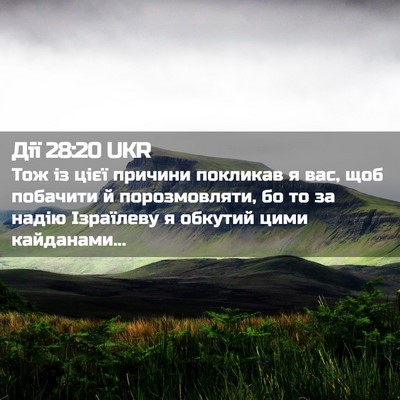 Picture 02 - Дії 28:20 UKR - Тож із цієї причини - Bible Verse Picture