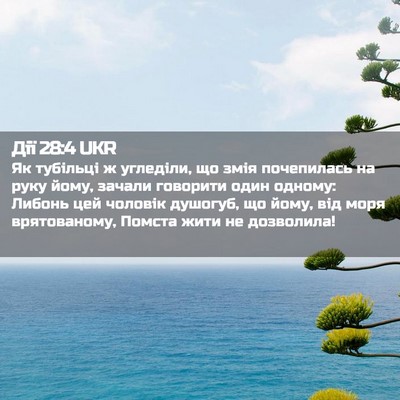 Picture 02 - Дії 28:4 UKR - Як тубільці ж угледіли, що - Bible Verse Picture