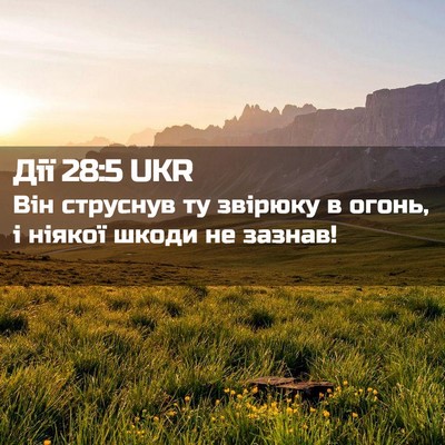 Picture 02 - Дії 28:5 UKR - Він струснув ту звірюку в - Bible Verse Picture