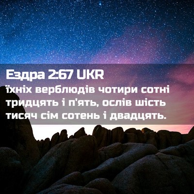 Picture 02 - Ездра 2:67 UKR - їхніх верблюдів чотири - Bible Verse Picture