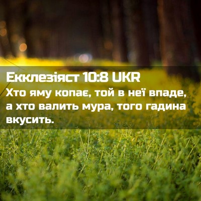 Picture 02 - Екклезіяст 10:8 UKR - Хто яму копає, той в неї - Bible Verse Picture