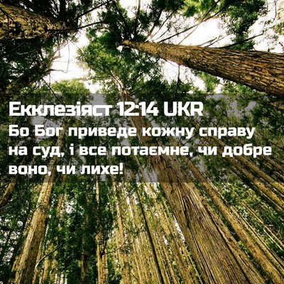 Picture 02 - Екклезіяст 12:14 UKR - Бо Бог приведе кожну - Bible Verse Picture