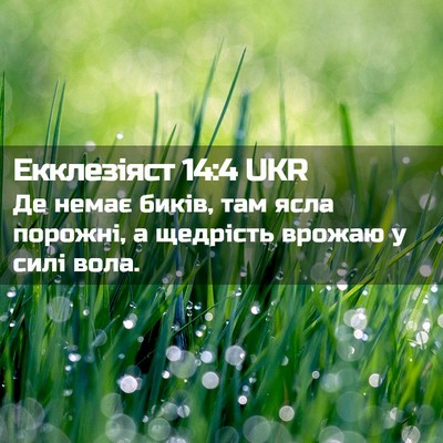 Picture 02 - Екклезіяст 14:4 UKR - Де немає биків, там ясла - Bible Verse Picture