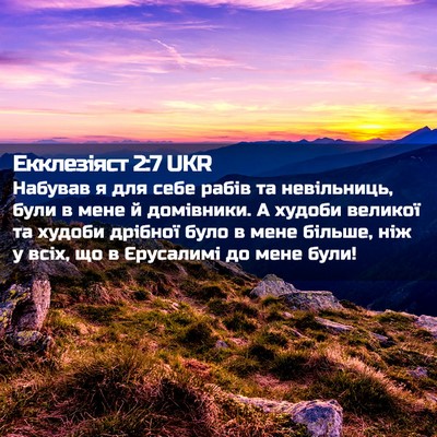Picture 02 - Екклезіяст 2:7 UKR - Набував я для себе рабів та - Bible Verse Picture