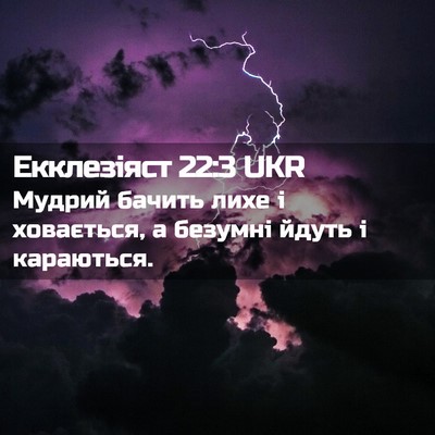 Picture 02 - Екклезіяст 22:3 UKR - Мудрий бачить лихе і - Bible Verse Picture