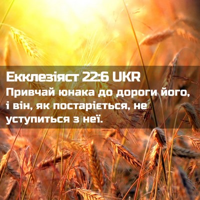Picture 02 - Екклезіяст 22:6 UKR - Привчай юнака до дороги - Bible Verse Picture