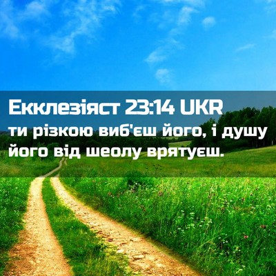 Picture 02 - Екклезіяст 23:14 UKR - ти різкою виб'єш його, і - Bible Verse Picture