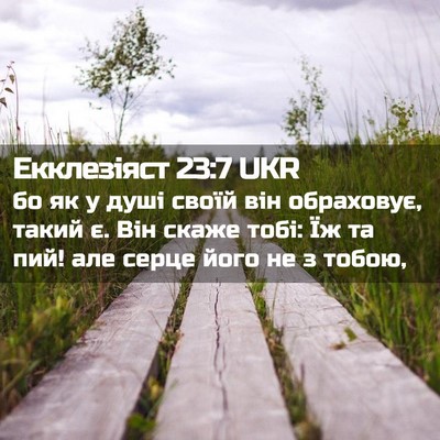 Picture 02 - Екклезіяст 23:7 UKR - бо як у душі своїй він - Bible Verse Picture