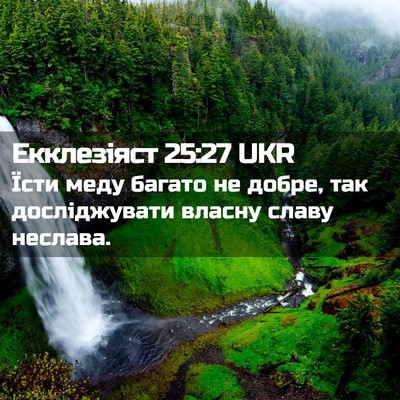 Picture 02 - Екклезіяст 25:27 UKR - Їсти меду багато не добре, - Bible Verse Picture