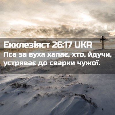 Picture 02 - Екклезіяст 26:17 UKR - Пса за вуха хапає, хто, - Bible Verse Picture