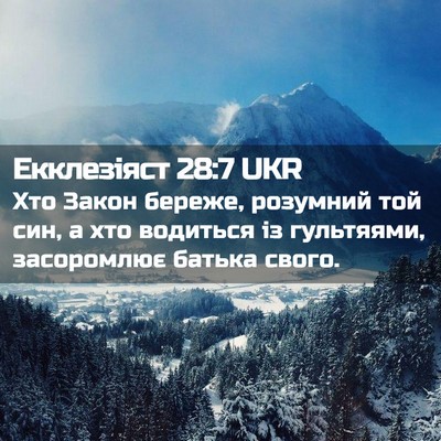 Picture 02 - Екклезіяст 28:7 UKR - Хто Закон береже, розумний - Bible Verse Picture