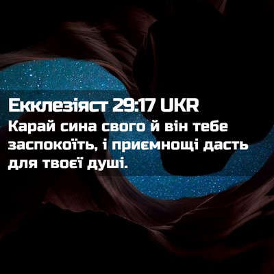 Picture 02 - Екклезіяст 29:17 UKR - Карай сина свого й він тебе - Bible Verse Picture