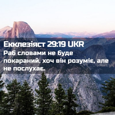 Picture 02 - Екклезіяст 29:19 UKR - Раб словами не буде - Bible Verse Picture